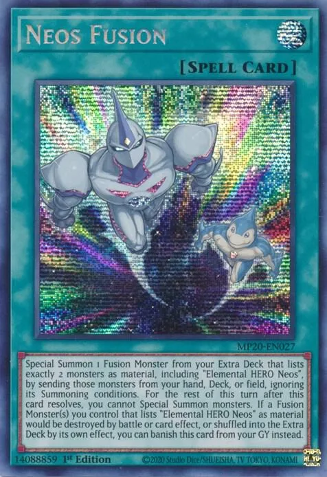 Neos Fusion MP20-EN027 Yu-Gi-Oh card from 2020 Tin of Lost Memories