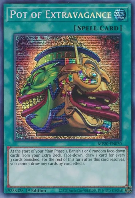 Pot of Extravagance MP20-EN030 Yu-Gi-Oh card from 2020 Tin of Lost Memories