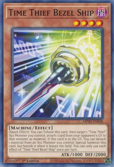 Time Thief Bezel Ship MP20-EN038 Yu-Gi-Oh card from 2020 Tin of Lost Memories