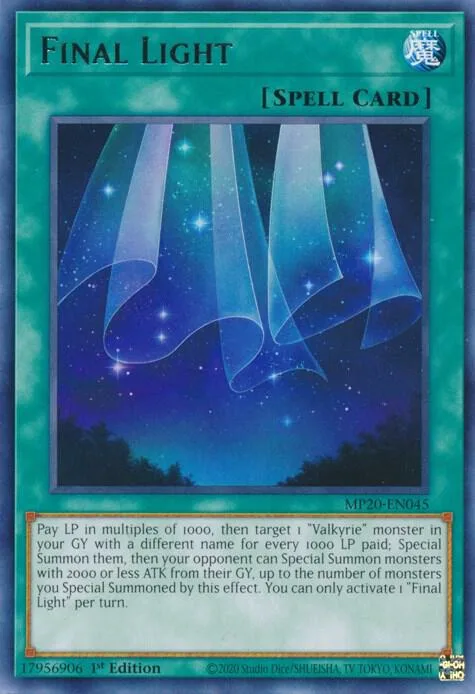 Final Light MP20-EN045 Yu-Gi-Oh card from 2020 Tin of Lost Memories