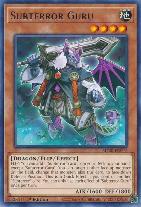 Subterror Guru MP20-EN047 Yu-Gi-Oh card from 2020 Tin of Lost Memories