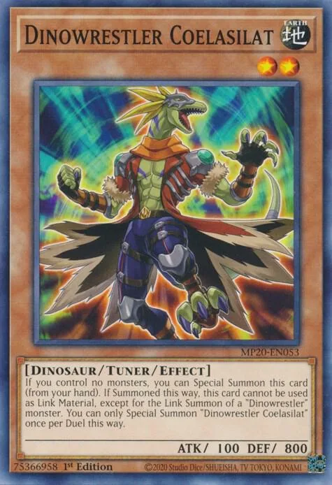 Dinowrestler Coelasilat MP20-EN053 Yu-Gi-Oh card from 2020 Tin of Lost Memories