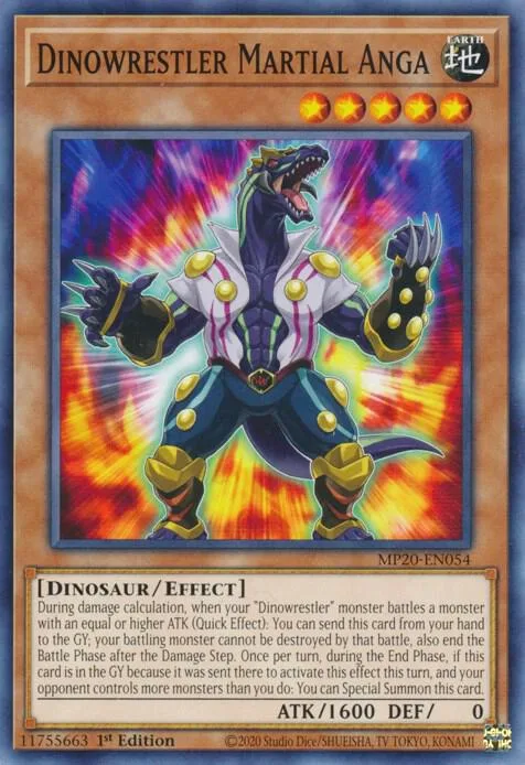 Dinowrestler Martial Anga MP20-EN054 Yu-Gi-Oh card from 2020 Tin of Lost Memories