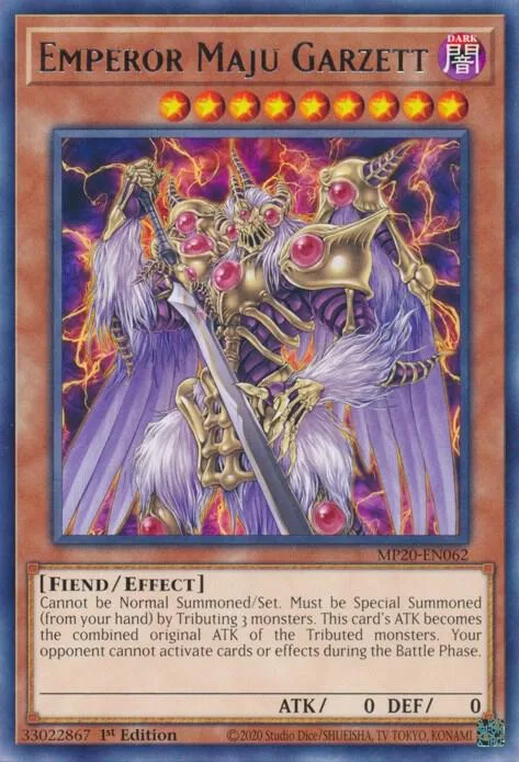 Emperor Maju Garzett MP20-EN062 Yu-Gi-Oh card from 2020 Tin of Lost Memories