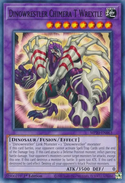 Dinowrestler Chimera T Wrextle MP20-EN063 Yu-Gi-Oh card from 2020 Tin of Lost Memories