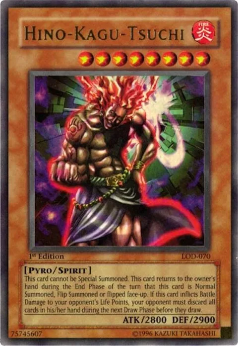 Hino-Kagu-Tsuchi LOD-070 Unlimited Yu-Gi-Oh card from Legacy of Darkness