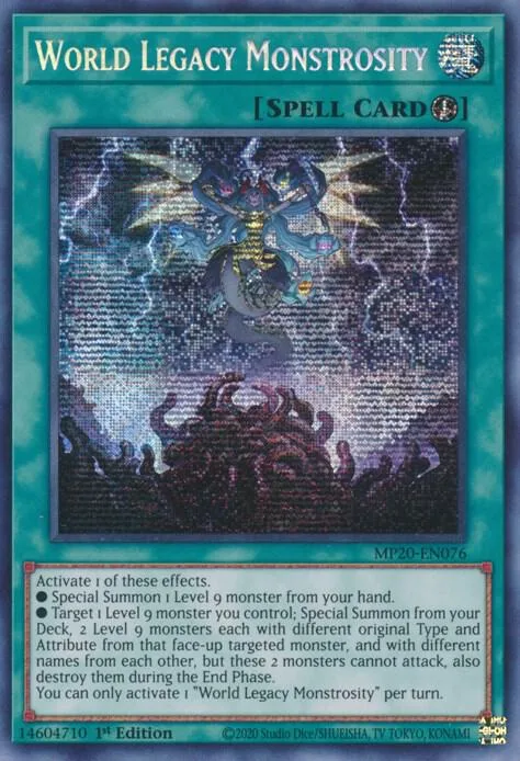 World Legacy Monstrosity MP20-EN076 Yu-Gi-Oh card from 2020 Tin of Lost Memories