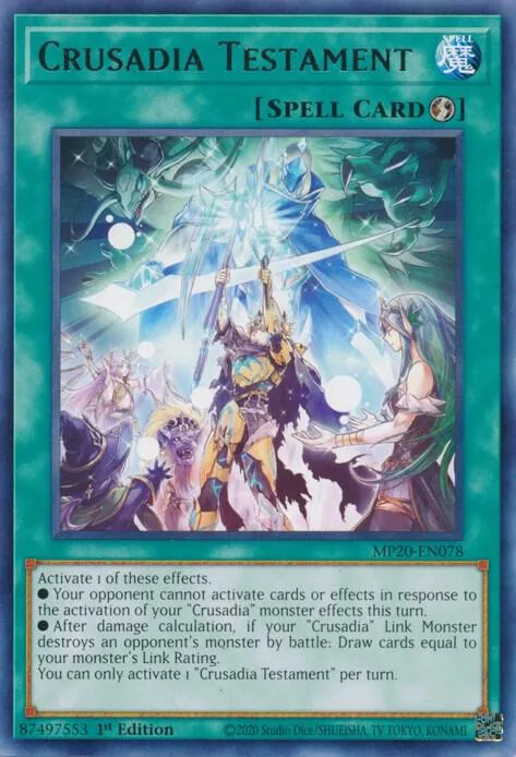 Crusadia Testament MP20-EN078 Yu-Gi-Oh card from 2020 Tin of Lost Memories