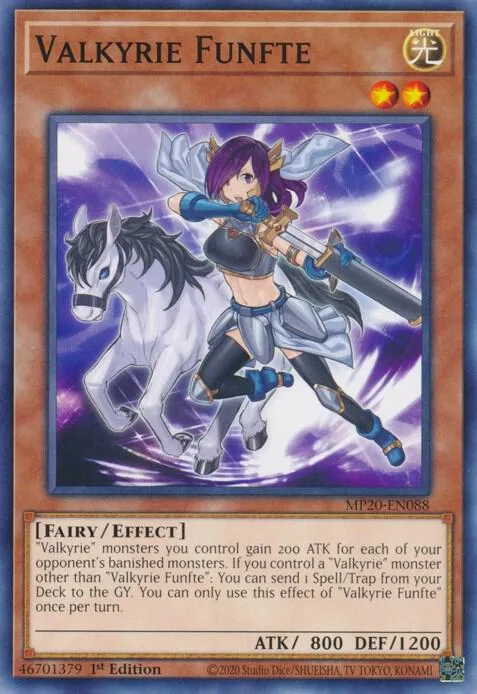 Valkyrie Funfte MP20-EN088 Yu-Gi-Oh card from 2020 Tin of Lost Memories