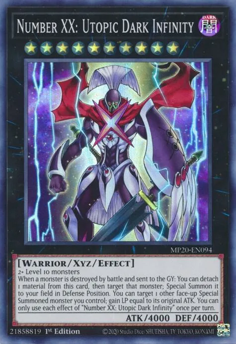 Number XX: Utopic Dark Infinity MP20-EN094 Yu-Gi-Oh card from 2020 Tin of Lost Memories