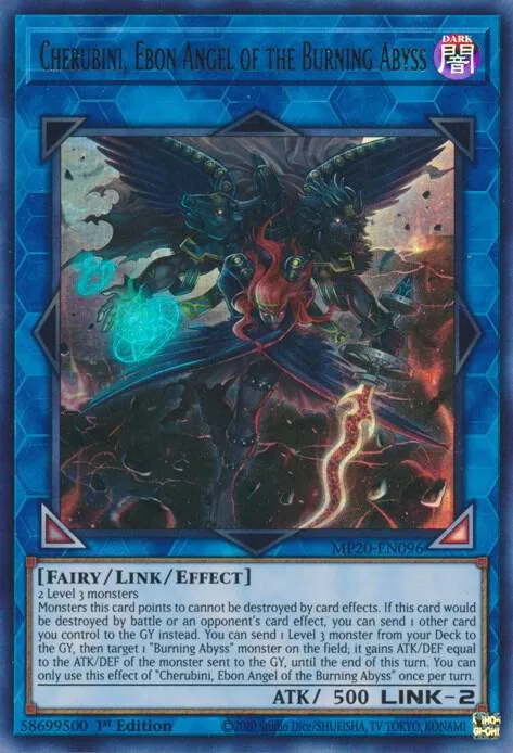 Cherubini, Ebon Angel of the Burning Abyss MP20-EN096 Yu-Gi-Oh card from 2020 Tin of Lost Memories