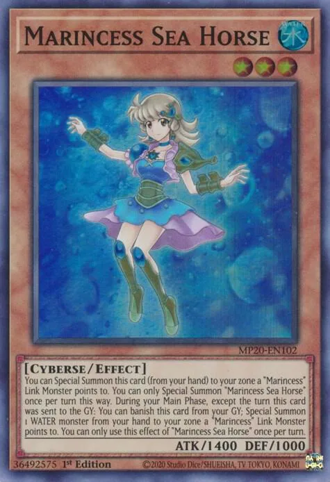Marincess Sea Horse MP20-EN102 Yu-Gi-Oh card from 2020 Tin of Lost Memories