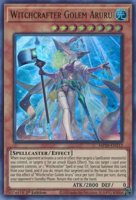 Witchcrafter Golem Aruru MP20-EN113 Yu-Gi-Oh card from 2020 Tin of Lost Memories
