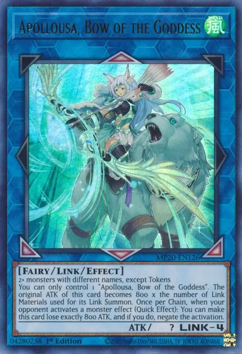 Apollousa, Bow of the Goddess MP20-EN126 Yu-Gi-Oh card from 2020 Tin of Lost Memories