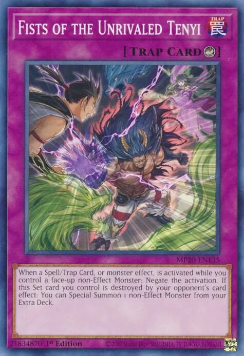 Fists of the Unrivaled Tenyi MP20-EN135 Yu-Gi-Oh card from 2020 Tin of Lost Memories