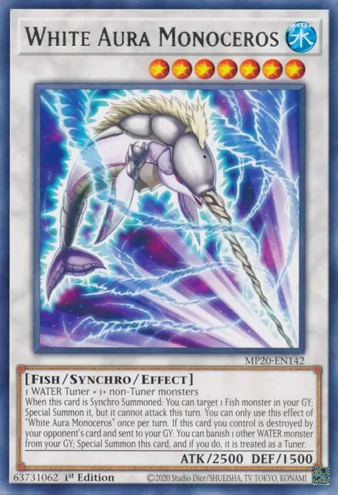 White Aura Monoceros MP20-EN142 Yu-Gi-Oh card from 2020 Tin of Lost Memories