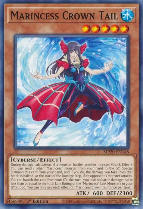 Marincess Crown Tail MP20-EN148 Yu-Gi-Oh card from 2020 Tin of Lost Memories
