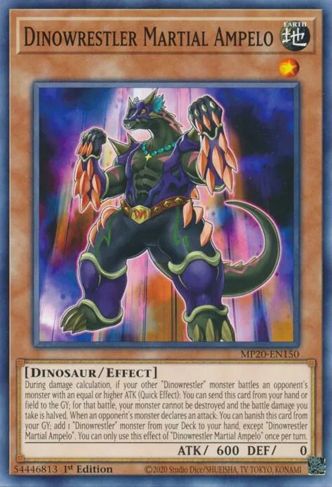 Dinowrestler Martial Ampelo MP20-EN150 Yu-Gi-Oh card from 2020 Tin of Lost Memories