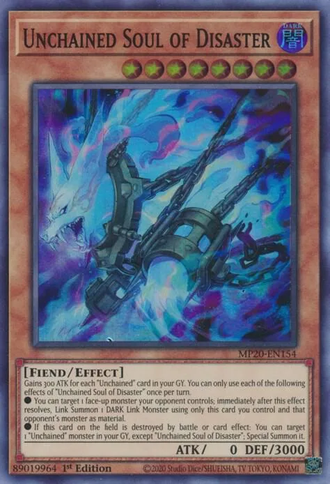 Unchained Soul of Disaster MP20-EN154 Yu-Gi-Oh card from 2020 Tin of Lost Memories