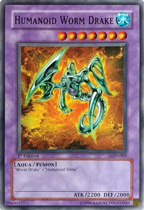 Humanoid Worm Drake LON-005 Unlimited Yu-Gi-Oh card from Labyrinth of Nightmare