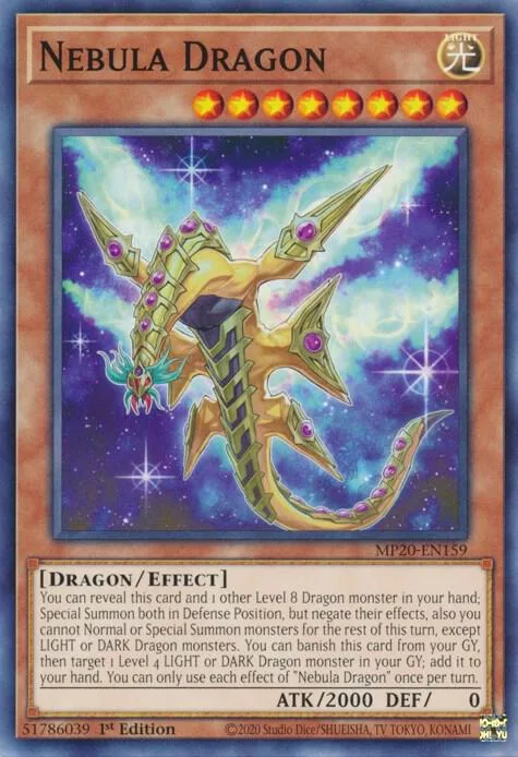 Nebula Dragon MP20-EN159 Yu-Gi-Oh card from 2020 Tin of Lost Memories