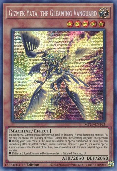 Gizmek Yata, the Gleaming Vanguard MP20-EN163 Yu-Gi-Oh card from 2020 Tin of Lost Memories