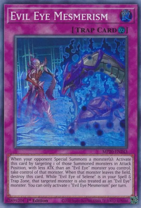 Evil Eye Mesmerism MP20-EN243 Yu-Gi-Oh card from 2020 Tin of Lost Memories