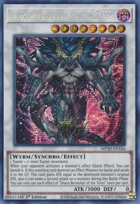 Draco Berserker of the Tenyi MP20-EN166 Yu-Gi-Oh card from 2020 Tin of Lost Memories