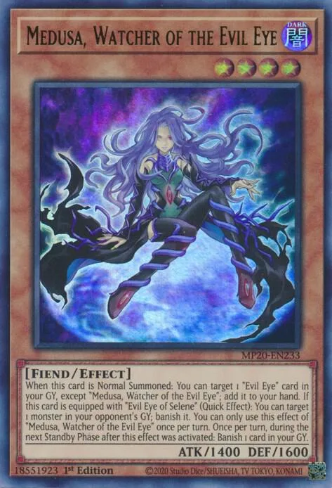 Medusa, Watcher of the Evil Eye MP20-EN233 Yu-Gi-Oh card from 2020 Tin of Lost Memories