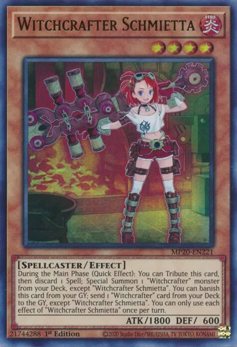 Witchcrafter Schmietta MP20-EN221 Yu-Gi-Oh card from 2020 Tin of Lost Memories