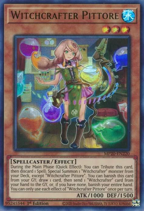 Witchcrafter Pittore MP20-EN220 Yu-Gi-Oh card from 2020 Tin of Lost Memories