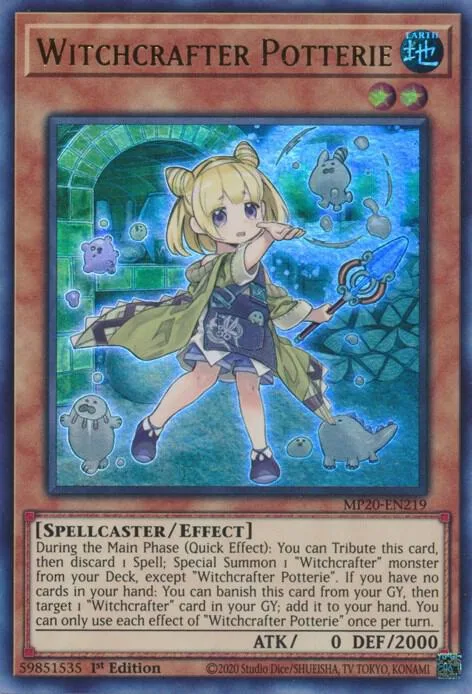Witchcrafter Potterie MP20-EN219 Yu-Gi-Oh card from 2020 Tin of Lost Memories