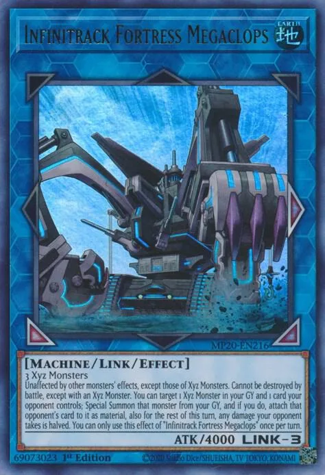 Infinitrack Fortress Megaclops MP20-EN216 Yu-Gi-Oh card from 2020 Tin of Lost Memories