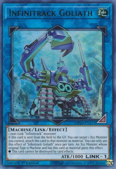 Infinitrack Goliath MP20-EN215 Yu-Gi-Oh card from 2020 Tin of Lost Memories