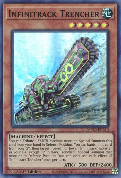Infinitrack Trencher MP20-EN210 Yu-Gi-Oh card from 2020 Tin of Lost Memories