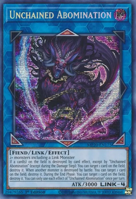 Unchained Abomination MP20-EN175 Yu-Gi-Oh card from 2020 Tin of Lost Memories