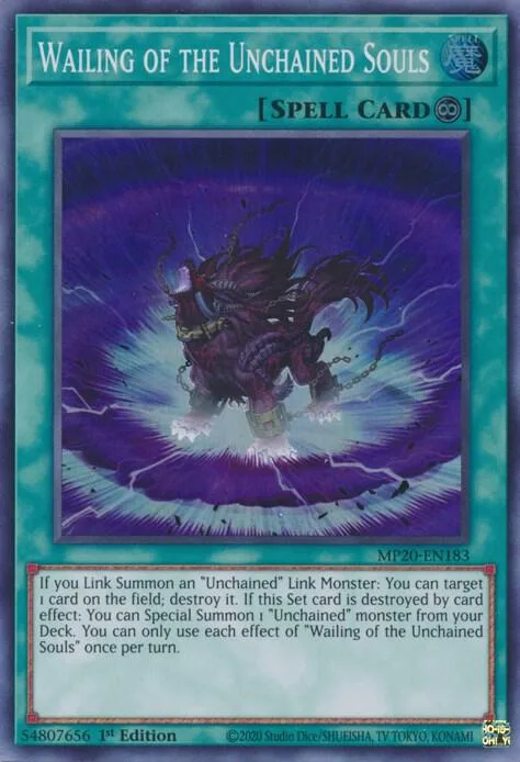 Wailing of the Unchained Souls MP20-EN183 Yu-Gi-Oh card from 2020 Tin of Lost Memories