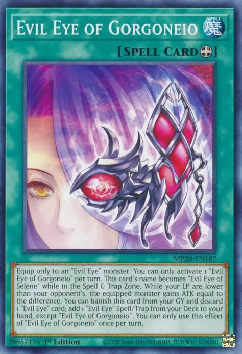 Evil Eye of Gorgoneio MP20-EN187 Yu-Gi-Oh card from 2020 Tin of Lost Memories