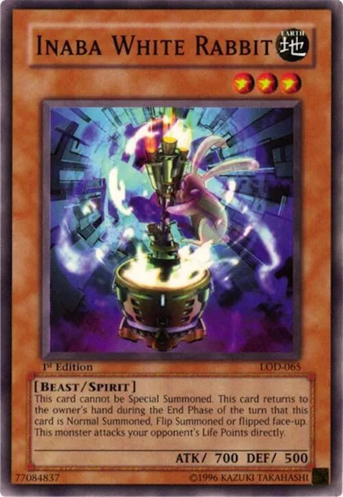 Inaba White Rabbit LOD-065 Unlimited Yu-Gi-Oh card from Legacy of Darkness