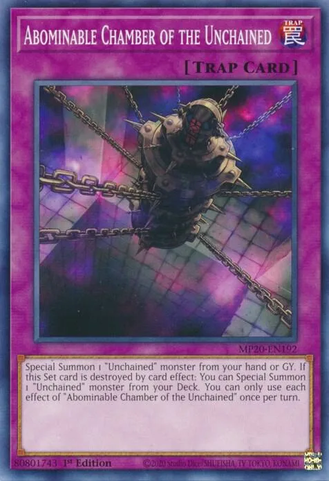 Abominable Chamber of the Unchained MP20-EN192 Yu-Gi-Oh card from 2020 Tin of Lost Memories