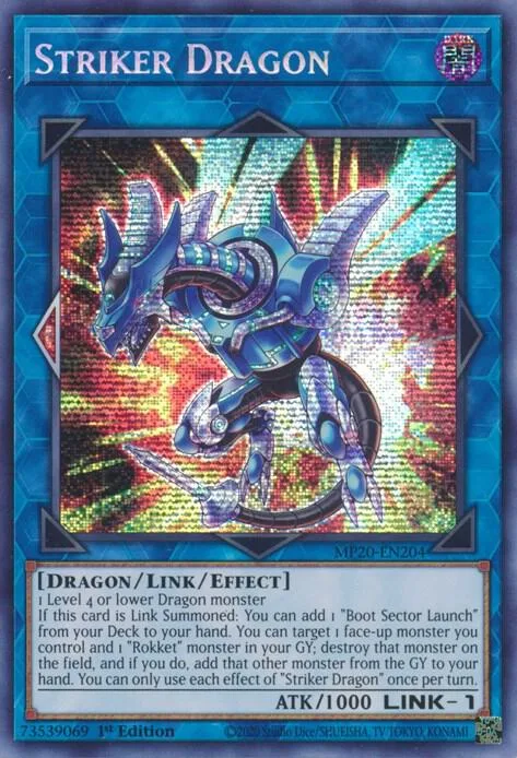 Striker Dragon MP20-EN204 Yu-Gi-Oh card from 2020 Tin of Lost Memories