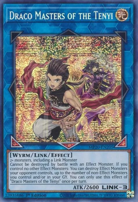 Draco Masters of the Tenyi MP20-EN205 Yu-Gi-Oh card from 2020 Tin of Lost Memories