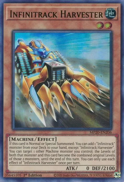 Infinitrack Harvester MP20-EN206 Yu-Gi-Oh card from 2020 Tin of Lost Memories
