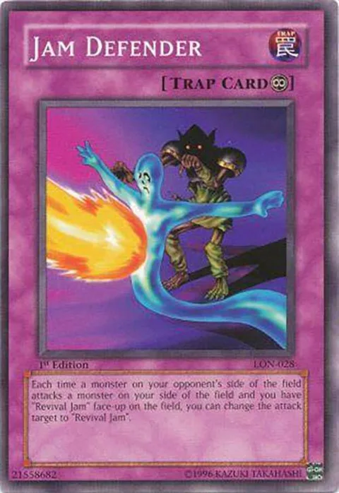 Jam Defender LON-028 Yu-Gi-Oh card from Labyrinth of Nightmare