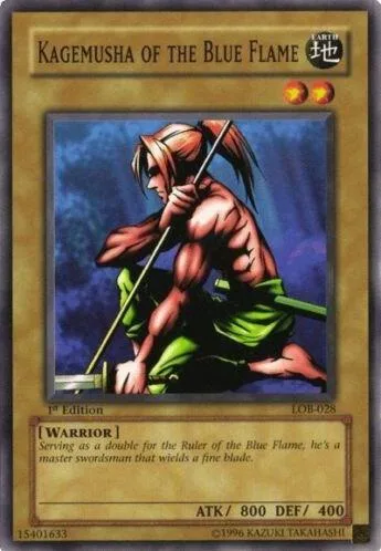 Kagemusha of the Blue Flame LOB-028 1st Edition Yu-Gi-Oh card from The Legend of Blue Eyes White Dragon
