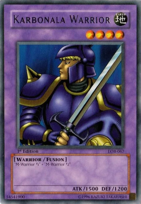 Karbonala Warrior LOB-067 Unlimited Yu-Gi-Oh card from The Legend of Blue Eyes White Dragon