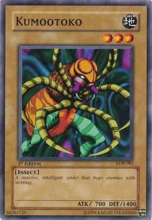 Kumootoko LOB-082 1st Edition Yu-Gi-Oh card from The Legend of Blue Eyes White Dragon
