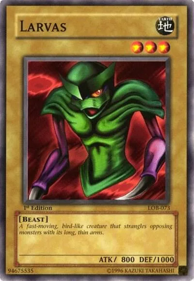 Larvas LOB-073 1st Edition Yu-Gi-Oh card from The Legend of Blue Eyes White Dragon