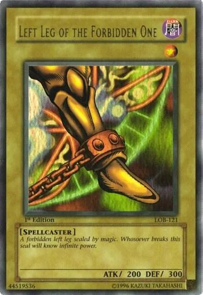 Left Leg of the Forbidden One LOB-121 Unlimited Yu-Gi-Oh card from The Legend of Blue Eyes White Dragon