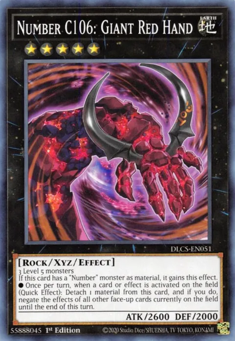 Number C106: Giant Red Hand DLCS-EN051 Yu-Gi-Oh card from Dragons of Legend: The Complete Series